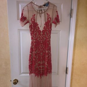 FOR LOVE AND LEMONS - luau maxi dress red and nude
